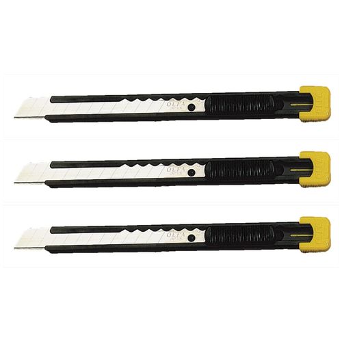 Olfa Lot De 3 Cutters Model S Acier Lame Ab 9mm Noir Jaune