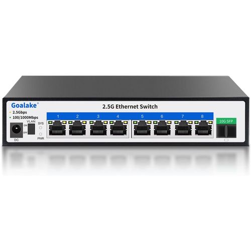 meimieshop-Switch Bureau 8 Ports 2.5G + 1 Port Sfp+ 10G|Non Géré|Multi-Gigabit|Plug & Play|802.3X|Ideal Pme/Petit Bureau