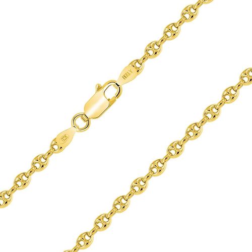 Meimieshop-Collier-Chaîne Argent 925/1000-Maille Grain De Café-Plaqué Or Jaune 18 Carats-Largeur : 2.5mm
