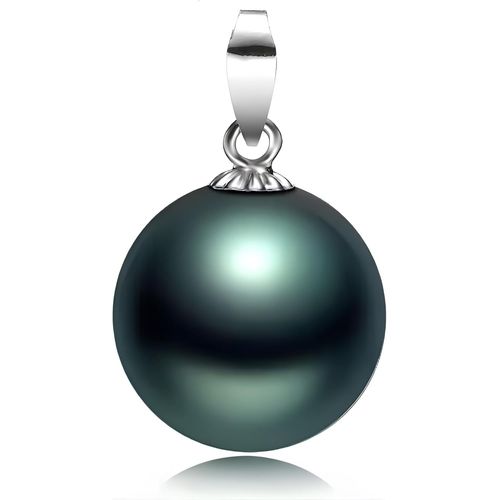 Meimieshop-Pendentif De Perle Shell Shell De Tahiti/Mers Collier Perles Coquillage Nacré Collier Femme Vert Foncé Noire Dma0001