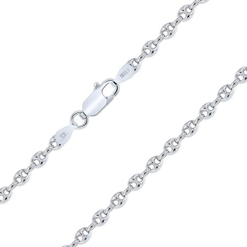 Meimieshop-Collier-Chaîne Argent 925/1000-Maille Grain De Café-Finition Rhodié-Largeur : 2.5mm
