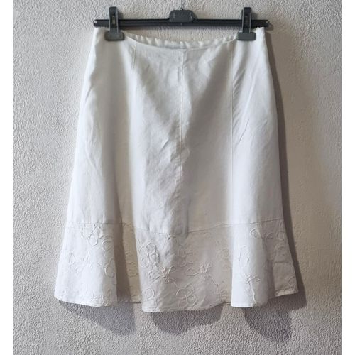 Jupe 1.2.3 Taille 40 Blanc Écru Lin Doublée Tbe