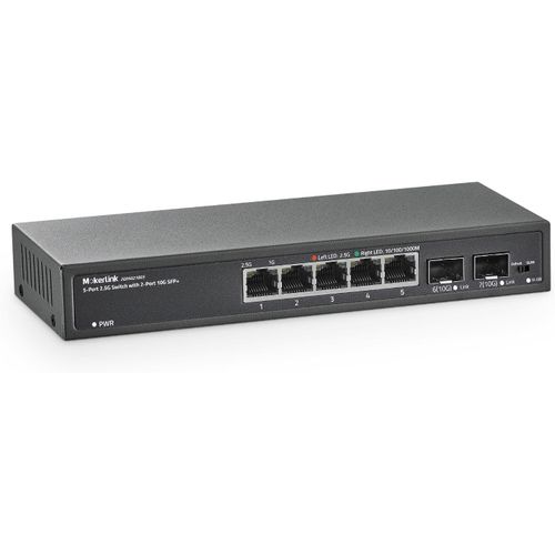 meimieshop-Switch Ethernet 2.5G 5 Ports Avec Slot Sfp 2X10G,5 Ports Base-T 2.5G,Isolé Par Vlan,Métal Non Géré,Sans Ventilateur Petit Commutateur Réseau