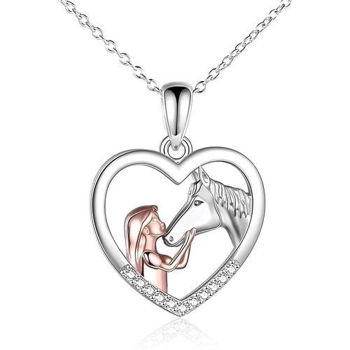 Meimieshop-Collier Cheval Fille,Fille Argent Coeur Pendentif Collier,Bijoux Cheval