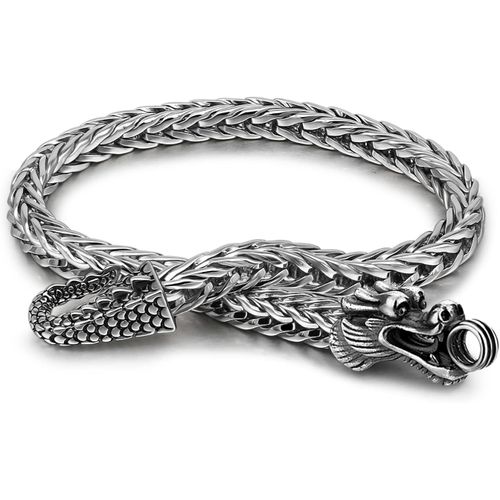 Meimieshop-Bracelet Dragon Tête Fermoir Chopin Cubain Large 5mm En 925 Argent Doré,Chaîne Cubaine Maille Gourmette Rétro Vintage Rock Punk Hip Pop Serpent Cadeau De Bijoux Fête Pour Homme