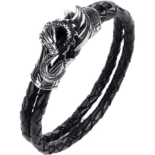 Meimieshop-Bracelet Dragon Pour Homme,Bracelet Ailes De Dragon Pour Garçon,Bracelet Jonc Dragon Viking,Bracelet Manchette Tête De Dragon Punk,Bracelet En Cuir Tressé Dragon Ailé Bijoux Dragon