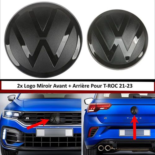 2x Pack Emblèmes Vw Avant Et Arrière Noirs Logos Pour T-Roc 21-23