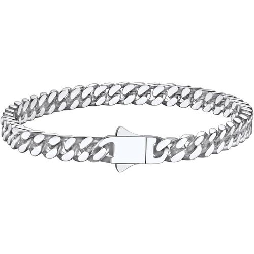 Meimieshop-5/7/9/12mm De Largeur,Bracelet Chaîne De Miami Cubaine Bijoux Pour Homme Garçon Fermoir Renforcé Argent/Or/Noir,19/21/23 Cm De Longueur,Chaîne Hip Hop Rappeur(Emballage Cadeau)