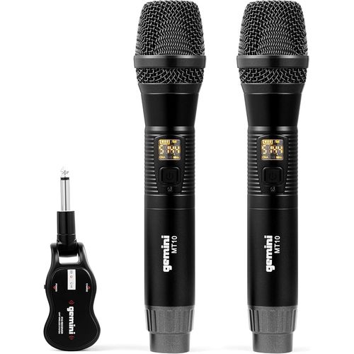 meimieshop-Gemini Gmu-M200 Pro Uhf¿Set De Microphones Sans Fil,Rechargeables,Jack 6,3Mm,Pour Sonos/Consoles De Mixage¿Idéal Pour Karaoké,Performances Live,Set De 2