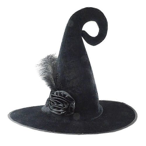 Halloween Chapeau De Sorcière Femmes Noires Flanelle Chapeau De Sorcière Costume Party Cosplay Accessoire