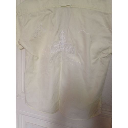 Jolie Chemise Garçon Jaune Pâle &#34; Jacadi &#34; Taille 8 Ans &#43; Bateau / Navire Brodé Dans Le Dos Idée Cadeau