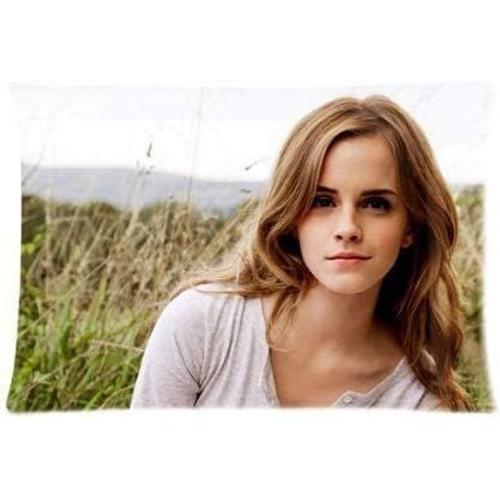 Taie D'oreiller Douce Décorative Pour La Maison Emma Watson Personnalisée, Housse De Protection Avec Fermeture Éclair Imprimée (50cm X 75cm)