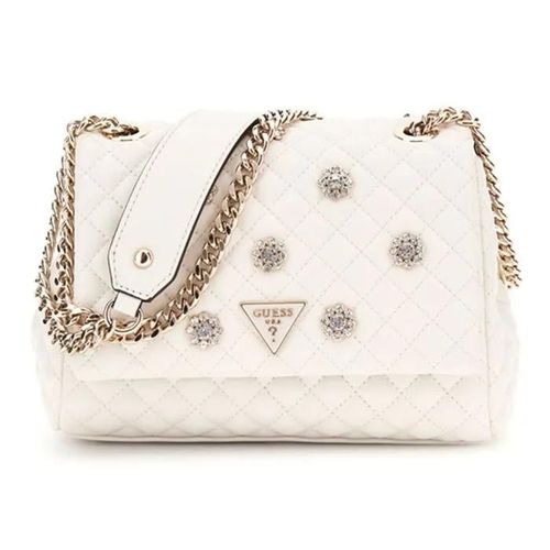 GUESS Sac à épaule crème doré pour femme - Everlee Convertible Xbody Flap Bag Creme White 311306
