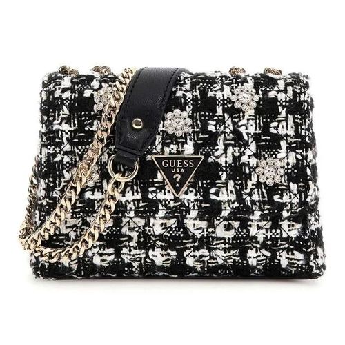 GUESS Sac à épaule noir blanc pour femme - Everlee Mini Convertible Xbody Flap Bag Black Multi 310605