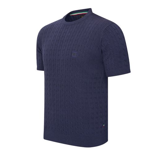 Cappuccino Italia Loreto Cable Knit Tee Bleu