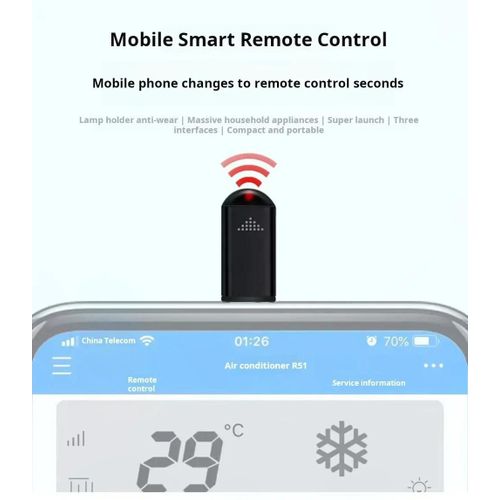 Adaptateur émetteur infrarouge pour smartphone, contrôle à distance, type C, application intelligente, adapté à la télévision-TypeC interface