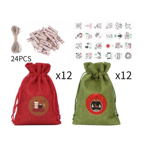 Mini sacs en coton naturel - 24 sacs pour calendrier de l'avent