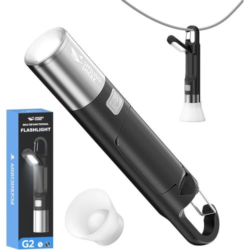 meimieshop-Lampe De Poche,G2 Lampe Torche Led Ultra Puissante Rechargeable Avec Feux Latéraux Cob & 3 Modes Et Diffuseur Zoomable Lampe Torche Camping Pile Pour Randonnée/Urgence,Noir
