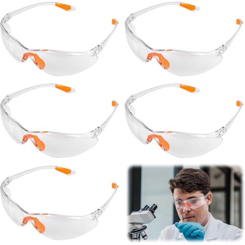 Meimieshop-Lot De 6 Lunettes De Sécurité,Transparentes,Avec Insert En Caoutchouc Sur Le Nez Et Les Oreilles,Verres Résistants Aux Rayures,Pour La Construction,Le Bricolage,Le Laboratoire,Le Soudage