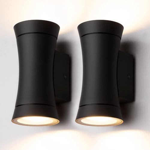 Meimieshop-Applique Murale Extérieure Intérieure Abat-Jour Avec 2 Douillesgu10 Up Down Design,Ip44 Étanche,230v,Lampe Murale Moderne Pourgarage,Terrasse,Jardin,Lot De 2,Noir