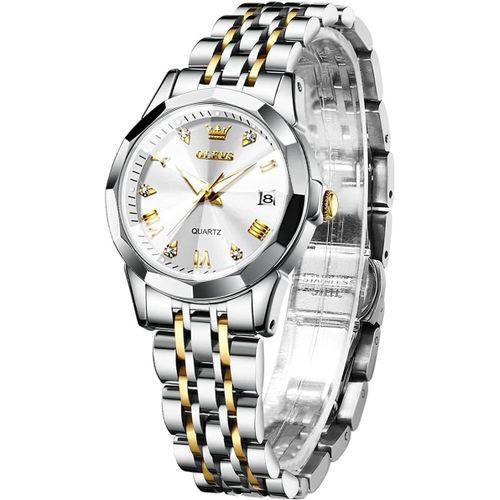 Meimieshop-Montre Femme Diamant Montre Avec Petit Visage Or Argent Bracelet En Acier Inoxydable Étanche Date Montre