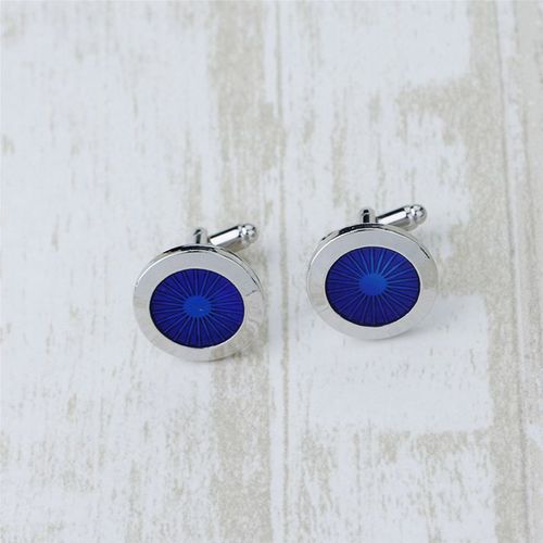 2 Paire Boutons De Manchette De Mode Pour Homme Yeux Ronds De Mode Boutons De Chemise Pour Des Tenue Boutons De Manchette De Mariage D'affaires Cadeau (Argent + Bleu)