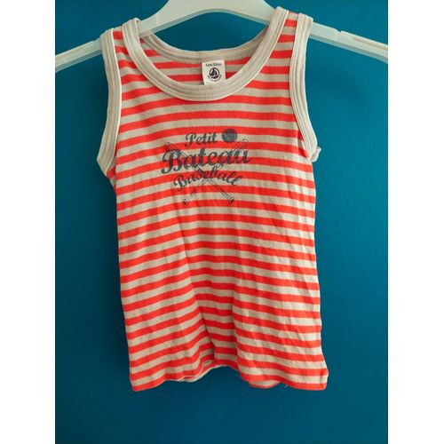 Débardeur Petit Bateau Rouge Rayé Gris 4 Ans