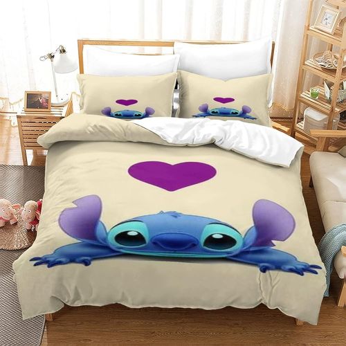 Housse De Couette Stitch Cartoon ¿C Parure De Lit En Microfibre ¿C Jolie Housse De Couette Pour Gar?Ons Et Filles