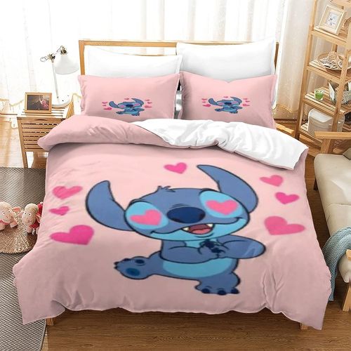 Stitch Housse De Couette Premium Parure De Lit Familiale Lilo & Stitch Housse De Couette En Microfibre Douce Pour Enfants, Adolescents Et Adultes