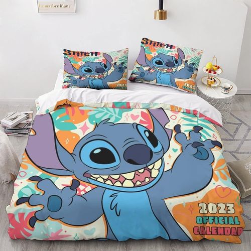 Parure De Lit Stitch, D¿¿Coration De Dortoir, Housse De Couette En Microfibre Douce, Avec Taie D'oreiller ¿¿ Fermeture ¿¿Clair, Pour Adolescents Et Adultes