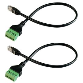 meimieshop-2Pcs Rj11 Adaptateur De Bornier À Vis Mâle À 6 Broches Pour Câble De Rallonge De Téléphone Cat3,Rj12 6P6C To 6Pin Terminal Extension Cable