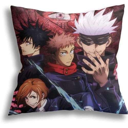 Housses De Coussin Carrées Attack On Titan Final Season Anime, Taies D'oreiller Décoratives, Taies D'oreiller Douces Pour Le Salon, Lit-Jujutsu Kaisen 2