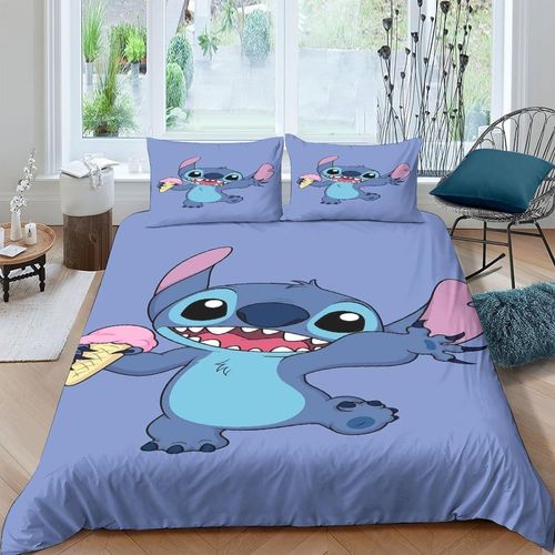 Parure De Lit Stitch Avec Housse De Couette En Microfibre Douce Avec Fermeture ¿¿Clair Et Taies D'oreiller Pour Adolescents Et Adultes