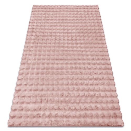 60x100 Cm Tapis Bubble Rose Poudré 45 Imitation De Fourrure De Lapin 3d Structurel