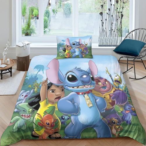 Stitch Parure De Lit Pour Enfants Avec Housse De Couette Pour Gar?Ons Et Filles Avec Fermeture ¿¿Clair En Microfibre Douce Avec Taie D'oreiller 3 Pi¿¿Ces