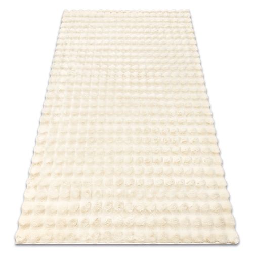 60x100 Cm Tapis Bubble Ivoire 12 Imitation De Fourrure De Lapin 3d Structurel