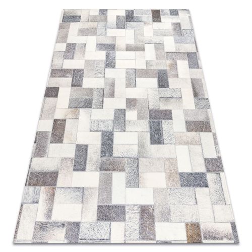 160x230 Cm Tapis Patchwork 21723 Gris - Peau De Vache, Planches
