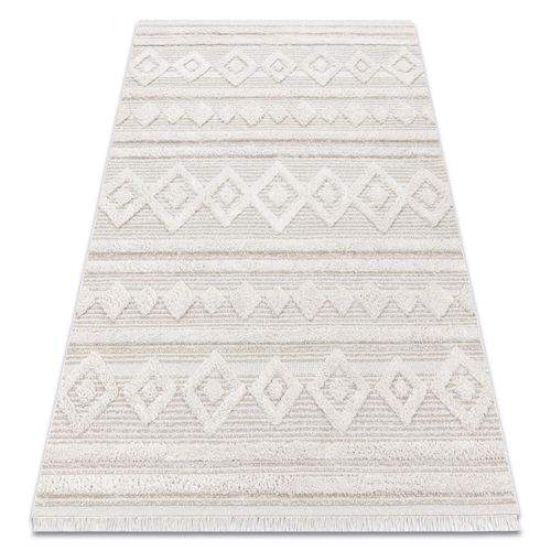 78x150 Cm Tapis Eco Sizal Moroc 22322 Losangos, Lignes, Boho Franges - Structurel Beige / Crème