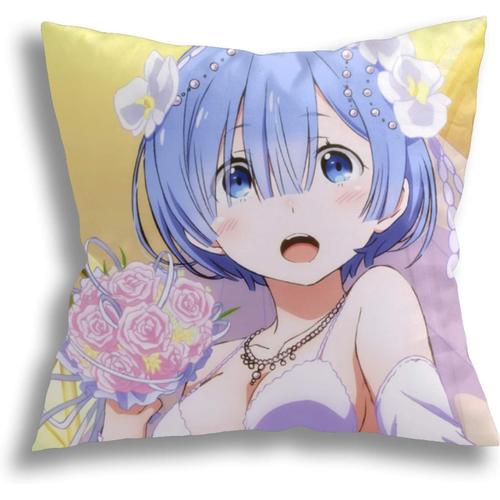 Taie D'oreiller Re Zero, Housses De Coussin Rem, Taies D'oreiller Anime Pour Salon, Décoration, Canapé, Lit-Rem 6