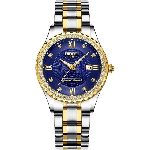 Meimieshop-Montre Analogique À Quartz Pour Femme-Cadran Or Rose-Montre De Luxe Étanche Avec Diamant-En Acier Inoxydable-Date Automatique