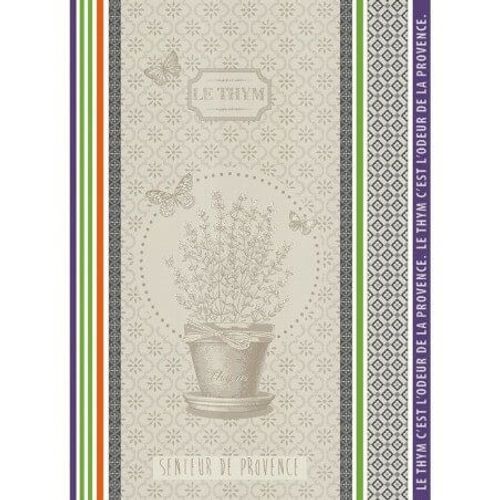Torchon Coton Jacquard Thym 50x70 Thym