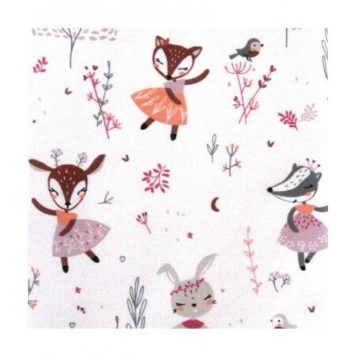 Tissu Coton Enfant Fillette Animal Blanc