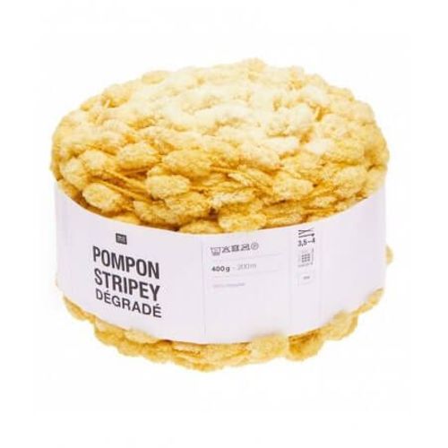 Fil À Tricoter Pompon Stripey Dégradé 400gr - Rico Design 001 Jaune
