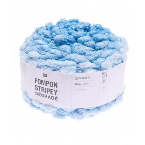 Fil À Tricoter Pompon Stripey Dégradé 400gr - Rico Design 005 Bleu