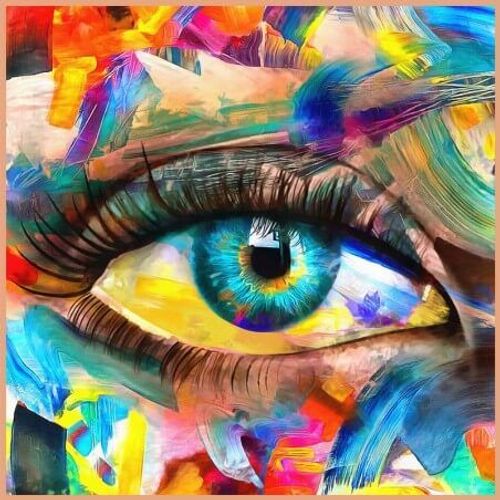Carré Simili Cuir 44x44 Cm Oeil Multicolore Oeil