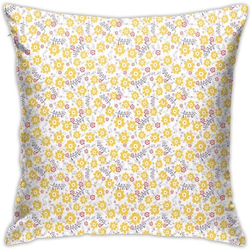 Housses De Coussin Modernes Doodle Sur Le Thème Du Printemps Avec Motif Mignon Illustration Romantique De Belles Feuilles Housses De Coussin Pour Décoration D'intérieur 45 Cm X 45 Cm