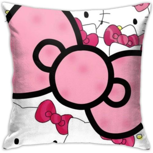 Hello Kitty ? Housse De Coussin À N¿Ud Papillon, Taie D'oreiller Décorative En Coton Pour Salon, Canapé, Lit, Taies D'oreiller Douces, 45cm X 45cm