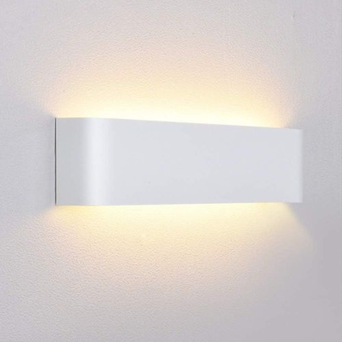 meimieshop-Applique Murale Interieur Led 12W Blanc Chaud 3000K Lampe Murale Aluminium Luminaire Mural Moderne Pour Chambre Salon Couloir Escalier Hôtel Hall D'Entrée Vitrine