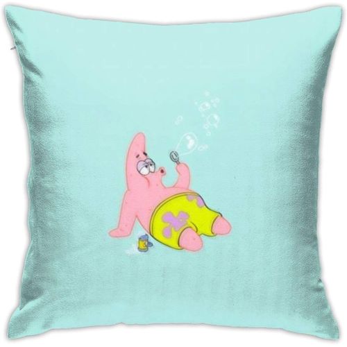 Pat Star Soufflant Des Bulles Housses De Coussin Décoratives En Coton Pour Salon Canapé Canapé-Lit Taies D'oreiller Douces 45 Cm * 45 Cm