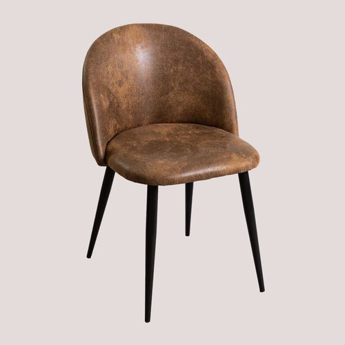 Pack De 4 Chaises De Salle À Manger Recouvertes De Similicuir Kana Noir Café Vintage